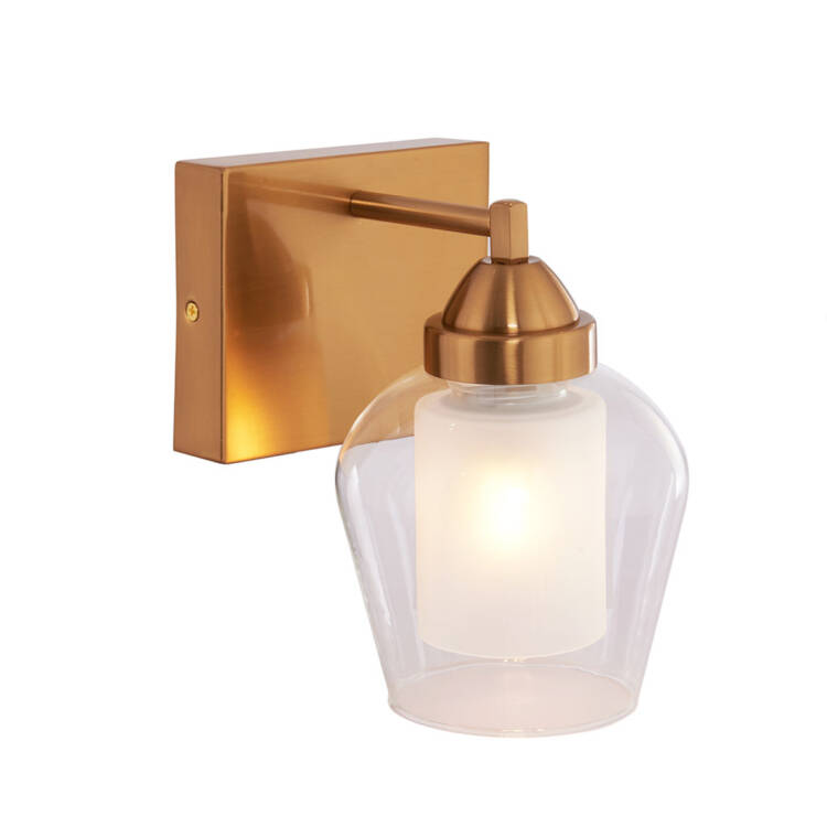 Aplique de pared E27 Garry gold doble vidrio - Image 2