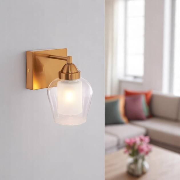 Aplique de pared E27 Garry gold doble vidrio
