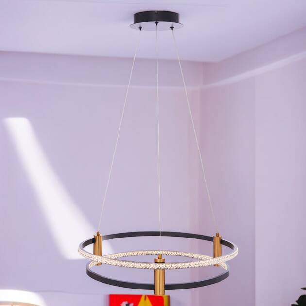 Lámpara led colgante Zaria black/gold con luz cálida 45W