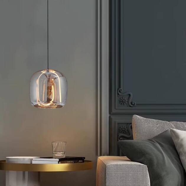 Lámpara colgante led Lyndsy vidrio smoke con luz cálida 7W