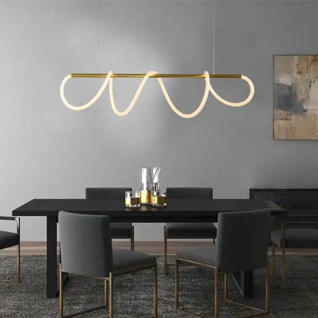 Lámpara colgante led Mara metal brass/tubo luz cálida