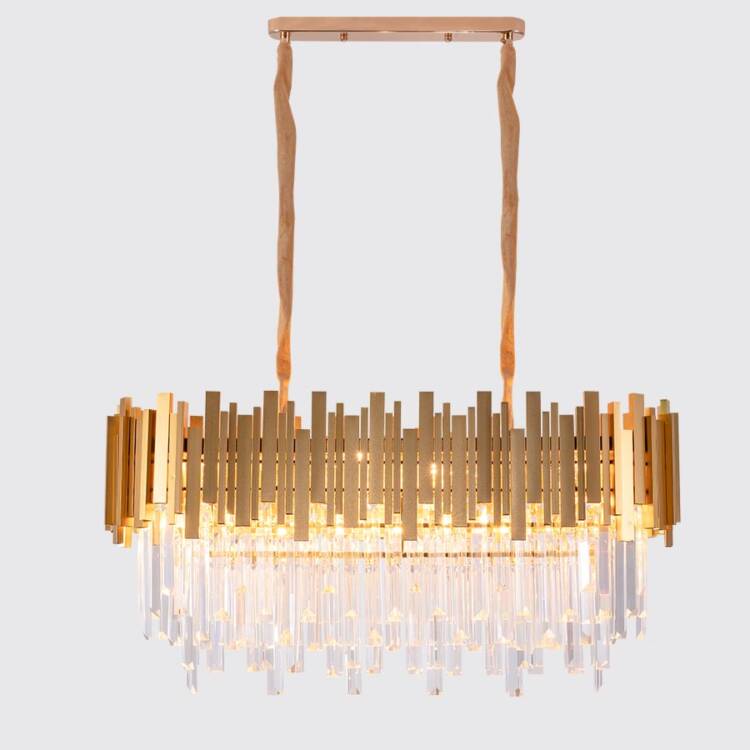 Lámpara colgante 8xE14 Lyra metal dorado con cristal - Image 2